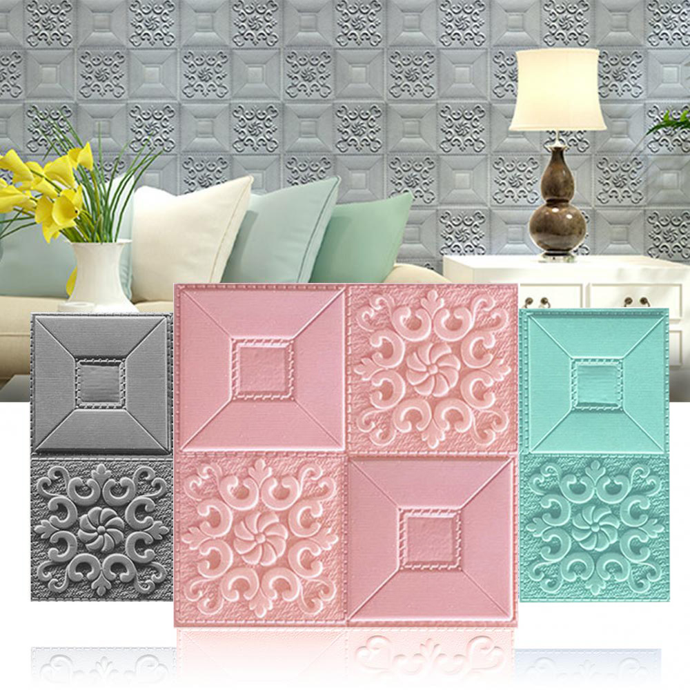 Pvc Panel Background - 10pcs 3D Tile Brick Wall Sticker