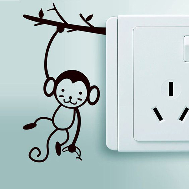 Pvc Panel Background - Black Cute Monkey Hanging Tree Branch
