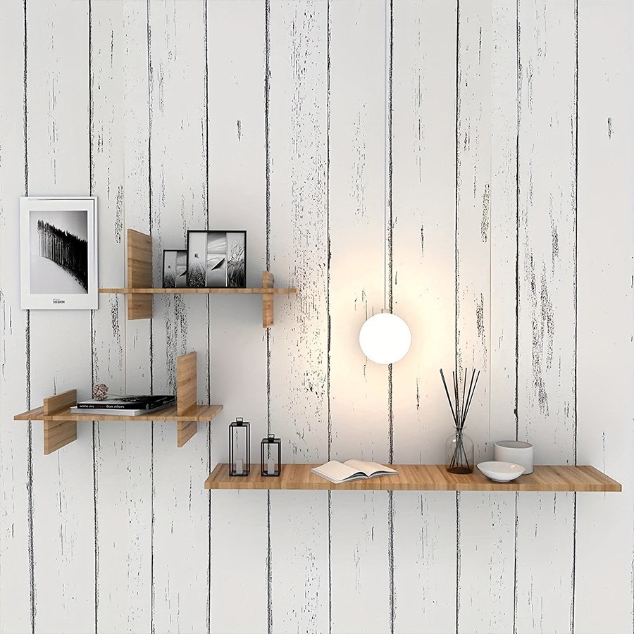 Retro Style White Wood Grain M - Pvc Panel Background ulasan dan harga
